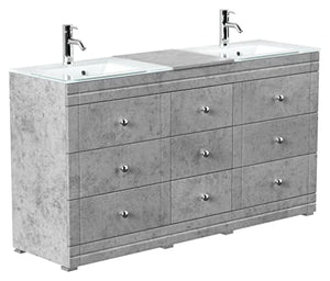 Mobile bagno a terra Vitro Classic con lavabos in vetro grigio cemento