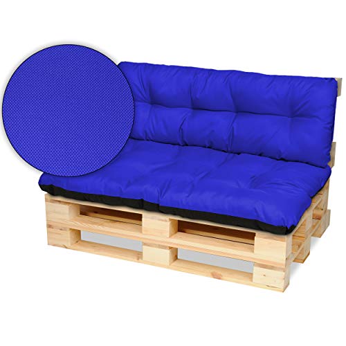 SuperKissen24. Cuscino per Bancale Divano Pallet 120x80 cm con Schienale 120x38 cm Seduta Impermeabile e Comodo per Divanetti da Esterno - Fiordaliso