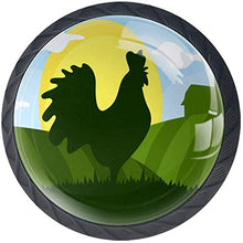 Siluetta del gallo in Green Hills Sun Cloud Pomelli per Porta Set di 4 Pomelli per Mobili Manopole per Cassetti Cucina Armadio Vetro