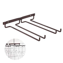 DOITOOL portabicchieri per bicchieri di vino a doppia fila, mensola per bicchieri di vino, in ferro, da appendere a testa in giù, per bicchieri di vino, ripiano per espositori (bronzo opaco)