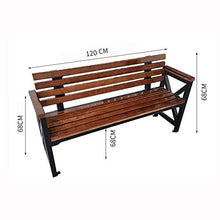 Panchina da esterno in ghisa con sedile in legno massello, con schienale, poltrona, panchina per terrazza, sedia a schiera da giardino anticorrosiva e resistente al sole, giardino / veranda / balcon