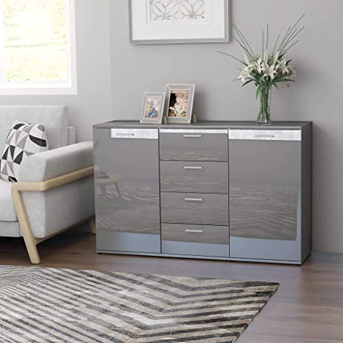 XHCP Credenza, Comodino, Comodino, Mobile Laterale per Soggiorno Camera da Letto Camera da Letto Nero Lucido 120x35,5x75 cm truciolare