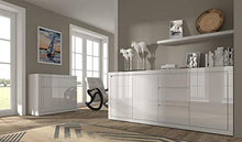 BIM Furniture Comò Bello Bianco I 105 cm Credenza Highboard Armadio Bianco Opaco/Bianco Lucido Due Ripiani Due Cassetti Italiano