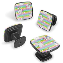 Unicorno carino con strisce arcobaleno Pomelli per Porta Set di 4 Pomelli per Mobili Manopole per Cassetti Cucina Armadio Vetro
