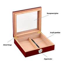 YYYUR Scatola di sigari Multifunzionale, Vetro Trasparente e Scatola di sigari idratazione di Cedro, con la Striscia di igrometro umidificazione, 30 sigari, Corsa Portatile Contenitore casa di sigari