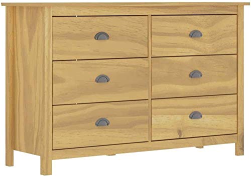 H-CAR Credenza Cassettiera Cassettiera 6 Cassetti Comodino Linea Hill 125x40x80 cm in Legno massello di Pino