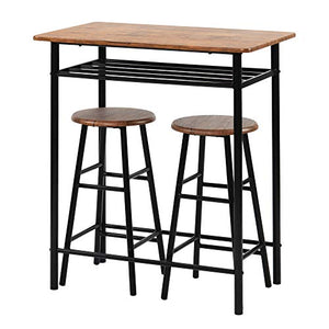 N / A - Set tavolo da bar per cucina, sala da pranzo, colazione, 2 seggioloni, set da 3 pezzi, tavolo da bar moderno con tavolo e sedie, tavolo da bar, altezza bancone con 2 sgabelli da bar (marrone)