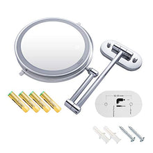 Auxmir Specchio Trucco con Ingrandimento 10X/1X, Specchio Bagno con Luci a 3 Colori, Luminosità Regolabile, Specchio Estensibile, Rotazione a 360°, Alimentato da Batterie AAA, per Bagno Hotel Spa