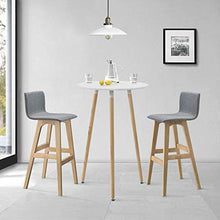[en.casa] Tavolo da Bar Ø 70 x 107 cm con 2 Sgabelli da Bar 98 x 48 x 49 cm Set Arredo Bar Design Retro Bianco/Grigio Gambe in Legno di Faggio