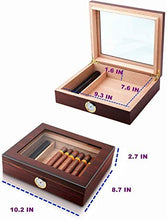 WAWAYU Portasigari, Legno di Cedro umidificatore Portatile con Copertura in Vetro, Opaca Vernice Cigar Box
