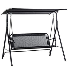 Outsunny Dondolo da Giardino Terrazza 3 Posti con Tettuccio Parasole Regolabile, Metallo e Textilene 172x110x155cm Nero