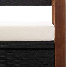 vidaXL - Panchina con vano portaoggetti, 110 cm, in polyrattan, legno massiccio di acacia, colore nero
