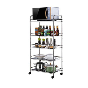 Quattro Ruote portatile strumento di archiviazione Carrello Ripiano, semplice cremagliera in acciaio inossidabile, facile da spostare, durevole, design multistrato, sala da pranzo soggiorno, scaffale