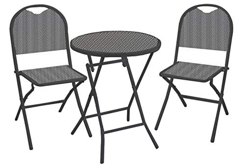 Set Tavolo e 2 Sedie da Giardino in Ferro Lucca Antracite