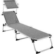 TecTake 800812 Sdraio da Spiaggia, Parasole e Schienale Regolabile, Pieghevole e Trasportabile, Lettino Prendisole, Giardino Relax, Nuovo (Grigio-mélange)