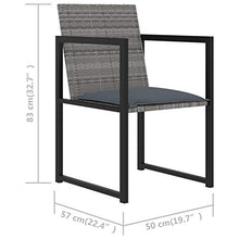 Tidyard Set da Pranzo per Esterni 7 pz con Cuscini in Polyrattan Grigio,Set da Pranzo da Giardino,Set da Pranzo da Giardino Composto,per Esterno, Balcone, Giardino