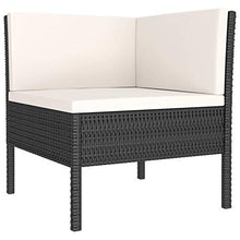 Festnight 6 pz Set Divano da Giardino, Salotto da Giardino con Cuscini, Divani Modulari da Esterno, Divano da Giardino, Set di Mobili da Giardino, in Polyrattan Nero