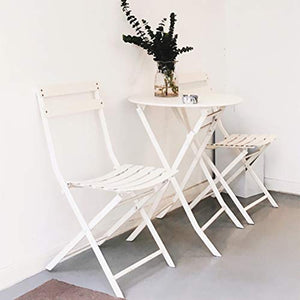 Zhyaj Set di Sedie E Tavoli da Giardino - Premium Patio Bistro Set Bistro - Impermeabile Mobili da Balcone in Metallo,Bianca