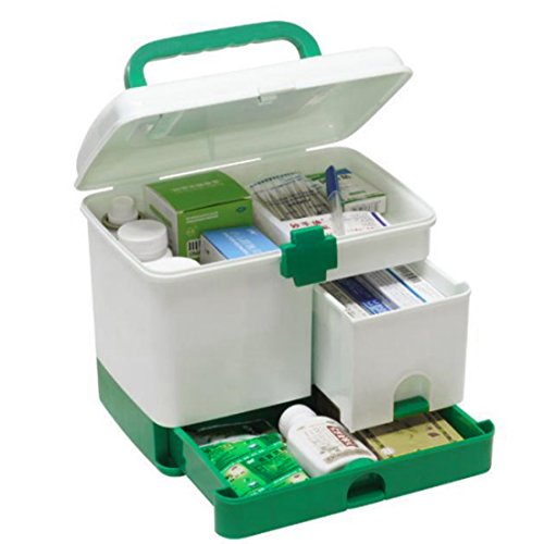 Dittzz Scatola per Medicinali, Scatola di Medicina Contenitore per Medicinali di Emergenza Multifunzione Scatola Immagazzinaggio con Maniglia,22x14,5x20,3cm