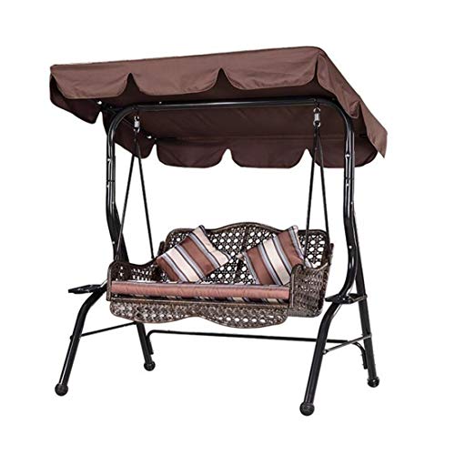 Copertura universale colorata di ricambio per sedia a dondolo a 3 posti per dondolo da giardino, copertura per amaca da giardino, 249 x 185 x 18 cm, colore marrone