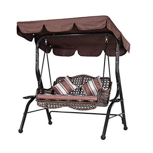 Copertura universale colorata di ricambio per sedia a dondolo a 3 posti per dondolo da giardino, copertura per amaca da giardino, 249 x 185 x 18 cm, colore marrone