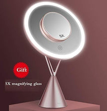 LBWARMB Trucco Specchio con luci Specchio Trucco Specchio Indipendente Specchio cosmetico 5X Zoom 10 Pollici Pedestal Table Specchio Specchio da Barba per Il comò da Bagno