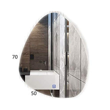 Specchio a Goccia d'Acqua a LED ， 50-80 cm Specchio da toeletta per Bagno Specchio da Parete Circolare Anti-Appannamento Specchio per Trucco dimmerabile con luci Tricolore Interruttore Touch Screen