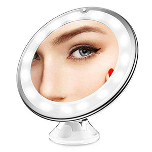Specchio cosmetico, specchio per il trucco con ingrandimento 10 volte con lampada Specchio per il trucco HD a forte aspirazione a parete per il desktop della camera da letto del bagno, adatto a varie