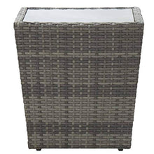 FAMIROSA Tavolino Grigio 41,5x41,5x43 cm in Polyrattan e Vetro Temperato