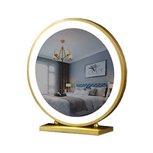 Specchio da toeletta rotondo a LED, camera da letto con specchio da tavolo grande e luminoso, specchio di bellezza con luce di riempimento, specchio da toletta per parrucchiere,D'oro,diameter60cm