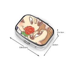 Scatola quadrata per pillole, portatile, romantico Topolino Minnie, organizer per medicine, a due scomparti, porta pillole