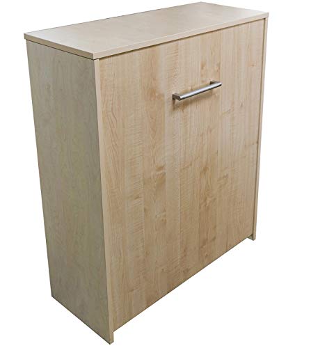 DOLCI SOGNI Mobile Letto A Scomparsa Singolo 80x190, 100% Made in Italy, Letto a Scomparsa con Mobile Dotato di Rete a Doghe in Legno e Materasso, Legno Chiaro, Letto Pieghevole Estraibile