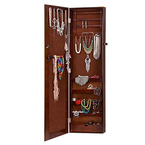 JN Armadietto per Gioielli Armadio chiudibile a Chiave con Specchio per Il Trucco Specchio per Il Trucco Ampio Scomparto per Organizer per Anelli, Orecchini, collane, bracciali, brocce, Cosmetici