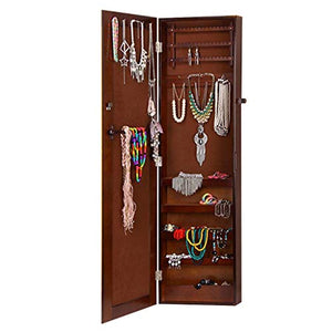 JN Armadietto per Gioielli Armadio chiudibile a Chiave con Specchio per Il Trucco Specchio per Il Trucco Ampio Scomparto per Organizer per Anelli, Orecchini, collane, bracciali, brocce, Cosmetici