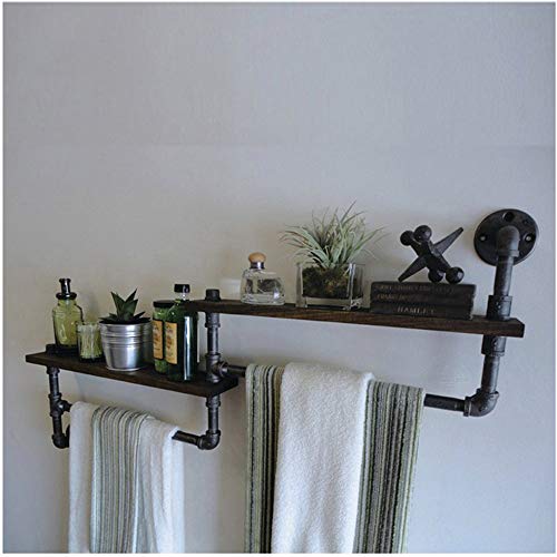 MBYW Portasciugamani Moderno Portasciugamani Elegante per Il Scaffale da Bagno Vintage in Ferro battuto mensola a Muro mensola in Legno da Cucina, Bagno, scaffale portasciugamani Sanitario