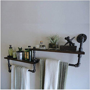 MBYW Portasciugamani Moderno Portasciugamani Elegante per Il Scaffale da Bagno Vintage in Ferro battuto mensola a Muro mensola in Legno da Cucina, Bagno, scaffale portasciugamani Sanitario