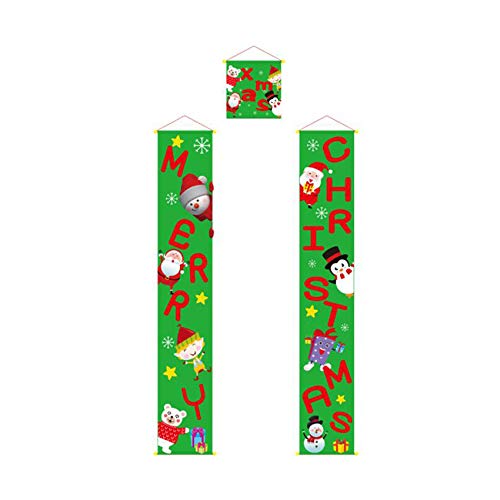 Unknow Paizhuo Segno della Bandiera di Buon Natale Appeso per la Decorazione dell'appartamento Esterno Esterno della Porta d'ingresso per Le Vacanze,Verde