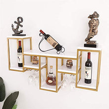Arredamento per la casa Armadietto per vino Scaffale per vino in legno a parete Scaffale galleggiante con porta calici | Armadi Vino per Cucina Sala da Pranzo Bar o Cantina | Cornice dorata con pla