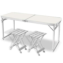 WNN-URG Pieghevole Tavolo e 2 sedie, for Campeggio Tabella di Picnic Esterna Buffet Wedding Cucina Colazione Bar Set Market Garden Partito dell'automobile al Coperto URG (Color : White)