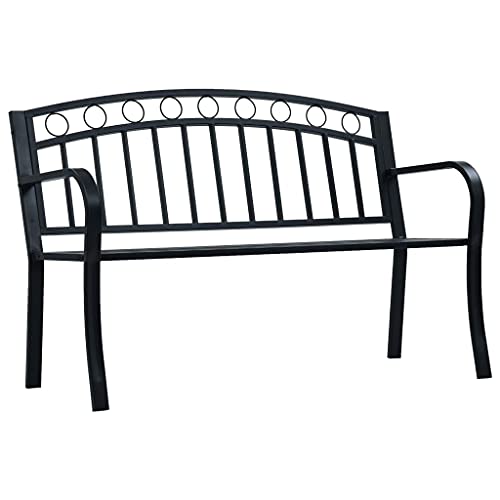 vidaXL Panchina da Giardino con Braccioli Curvati Elegante Robusta Classica Panca Arredi da Esterno Sedute 125 cm Nera in Acciaio