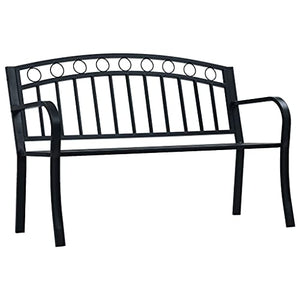 vidaXL Panchina da Giardino con Braccioli Curvati Elegante Robusta Classica Panca Arredi da Esterno Sedute 125 cm Nera in Acciaio
