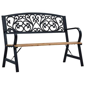 vidaXL Panchina da Giardino con Braccioli Vintage Elegante Robusta Panca Arredi da Esterno 120 cm Seduta in Legno Massello e Ghisa Telaio in Acciaio