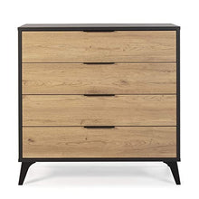 VS Venta-stock Cassettiera Koln 4 cassetti Color Nero/Legno, 80 cm (Larghezza) 40 cm (profondità) 84 cm (Altezza)