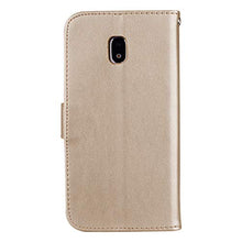 Robinsoni Cover Compatibile con Samsung Galaxy J530 Case Scintillare Glitters Lucido Portafoglio Libro Custodia Retro 3D Rosa Stampato Pelle PU Libretto Cover Foglio Flip Magnetica Fiore Caso, Oro