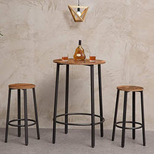 HOOBRO Sgabello da Bar, Set di 2 Sedute Rotonde, Sgabello Alto, 62,5 cm, Stile Industriale, Struttura Metallica, Piedini Regolabili, Stabile, Montaggio Facile, Marrone Vintage EBF02BY01