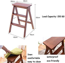Zfggd Scaletta Pieghevole Walker Sgabello / 3 Scala, Spugna di Legno Sedile, Spugna Sedile, Sedia da Ufficio Sgabello Alto 150 kg in Brown (Size : Flower)