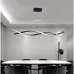 LAIDEPA Lampada a Sospensione LED Dimmerabile con Telecomando Luce Pendente Moderno Creativo Spirale Design Lampadario per Isola della Cucina Bar Sala da Pranzo Salotto Loft,Black,L120CM