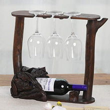 YQJ Portabottiglie da Vino A Forma di da Appoggio in Legno Naturale da Appoggio con Supporto in Vetro, Completamente Assemblato per Bar, Ristorante, Cucina,for 1 Bottle & 3 Glasses