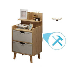 YGB Comodino 2 cassetti Comodino Scaffale Scaffale Gambe in Legno massello Nordico Tavolino Laterale Comodino Armadietto Multifunzionale Armadietto per Camera da Letto Soggiorno Comodino Armadio