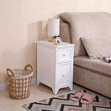 Comodino in legno massiccio 20 cm di larghezza comodino con 2 cassetti, grande capienza, mensola per camera da letto (bianco C, 40 x 20 x 53 cm)